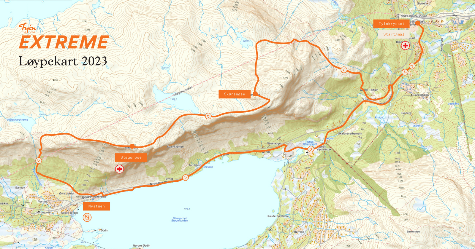 Løypekart Tyin FIlefjell Exztreme 2023